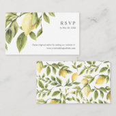 Carte De Visite Chic Lemon feuilles mariage RSVP site en ligne (Devant / Derrière)