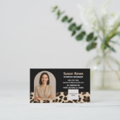 Carte De Visite Chic Leopard Black and Beige QR Code Arch Photo (Debout devant)