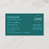 Carte De Visite Chic Light Dark Turquoise moderne avec Monogramme  (Dos)