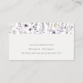 Carte De Visite Chic Lilac Purple Fleur sauvage Papillon Aquarelle (Dos)