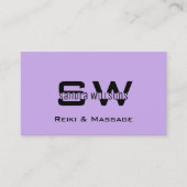 Carte De Visite Chic Lilac simple avec Monogramme clair violet (Devant)