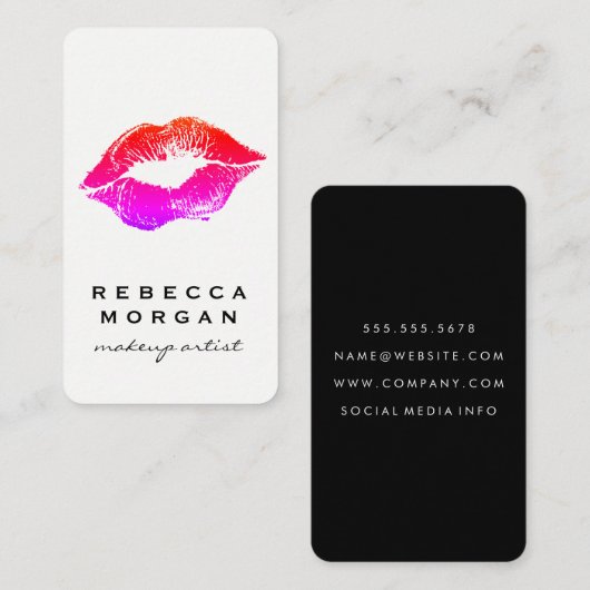 Carte De Visite Chic Lipstick Kiss (Devant / Derrière)