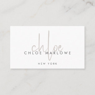 Carte De Visite Chic Liste de cheveux minimaliste Monogramme