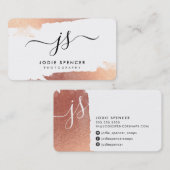 Carte De Visite CHIC LOGO luxe joli rose initial encre or (Devant / Derrière)