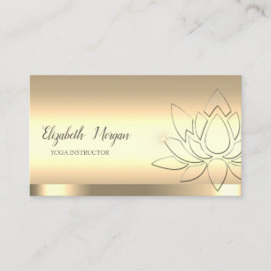 Carte De Visite Chic Lotus Fleur Yoga Instructeur Or