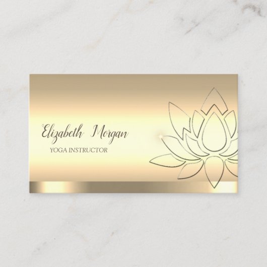 Carte De Visite Chic Lotus Fleur Yoga Instructeur Or (Devant)