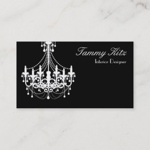 Carte de visite chic lustre blanc noir designer