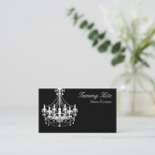 Carte de visite chic lustre noir et blanc designer (Debout devant)