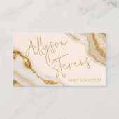 Carte De Visite Chic Luxe Marbre Or Maquillage & Coiffure Stylist  (Devant)