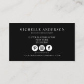 Carte De Visite Chic Luxe Monogramme Moderne Noir Blanc (Dos)