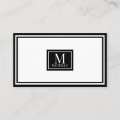 Carte De Visite Chic Luxe Monogramme Moderne Noir Blanc (Devant)