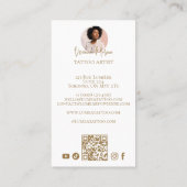 Carte De Visite Chic Luxury Blush Pink Gold Tattoo Studio Artist (Dos)