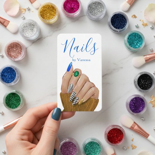 Carte De Visite Chic Manicurist Stylish Nail Technician QR Code