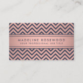Carte De Visite Chic marine moderne et rose Chevron Faux Foil (Devant)