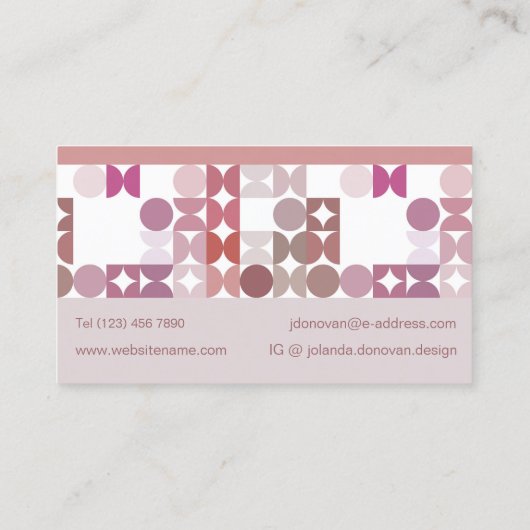 Carte De Visite Chic Mauve Taupe Blush Pink Circles Motif d'art (Dos)