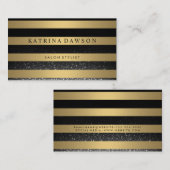 Carte De Visite Chic Métallurgique Stripes Confetti Glow (Devant / Derrière)