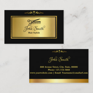 Carte De Visite Chic minimaliste Golden Hair Stylist Salon
