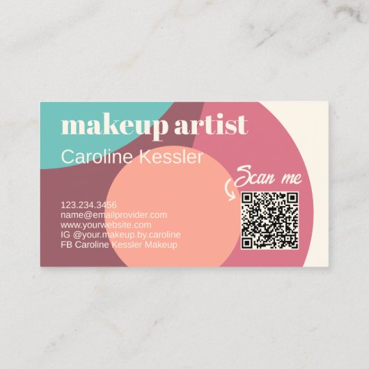 Carte De Visite Chic Mint Green Mauve Taupe Blush Pink Art Motif (Dos)