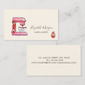 Carte De Visite Chic Mixer Fleurs Boulangerie Cupcake Coeurs (Devant / Derrière)