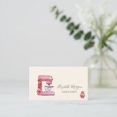 Carte De Visite Chic Mixer Fleurs Boulangerie Cupcake Coeurs (Debout devant)