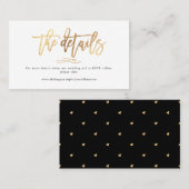 Carte De Visite Chic+Modern Brush Script Détails Mariage Faux Gold (Devant / Derrière)