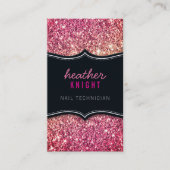 Carte De Visite CHIC modern luxury glam glitter black pink (Devant)