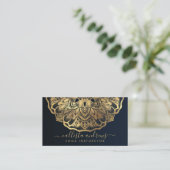Carte De Visite Chic Modern Marine Blue Gold Mandala Yoga Instruct (Debout devant)