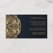 Carte De Visite Chic Modern Marine Blue Gold Mandala Yoga Instruct (Dos)