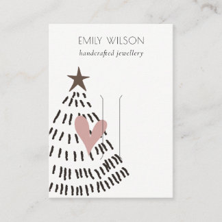 Carte De Visite Chic Modern Minimal Christmas Tree Heart Hairpin