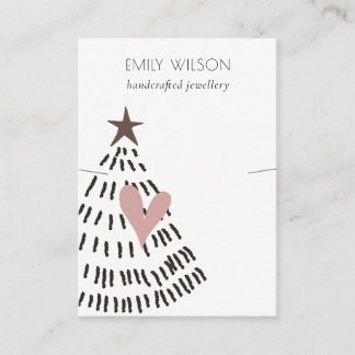 Carte De Visite Chic Modern Minimal Christmas Tree Heart Necklace