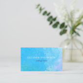 Carte De Visite Chic Moderne Aquarelle Bleue (Debout devant)