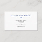 Carte De Visite Chic Moderne Aquarelle Bleue (Dos)