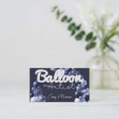 Carte De Visite Chic moderne Balloon Artiste Marine bleu Argent (Debout devant)