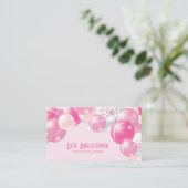 Carte De Visite Chic Moderne Balloon Artiste Pink Argent (Debout devant)