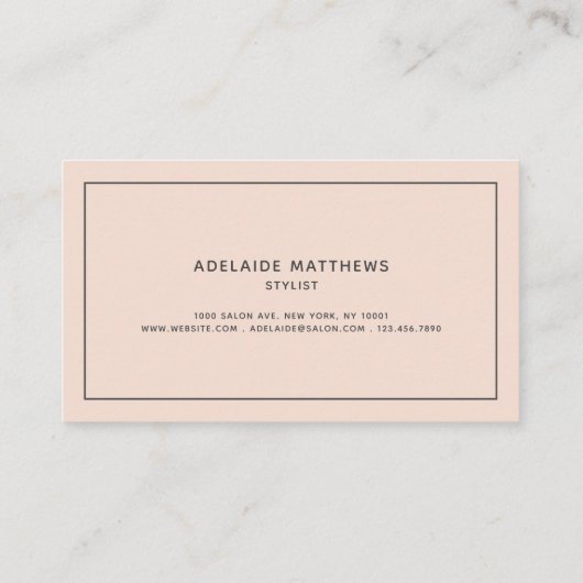 Carte De Visite Chic moderne Blush Pink coiffure script (Dos)