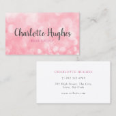 Carte De Visite Chic Moderne Bokeh Rose (Devant / Derrière)