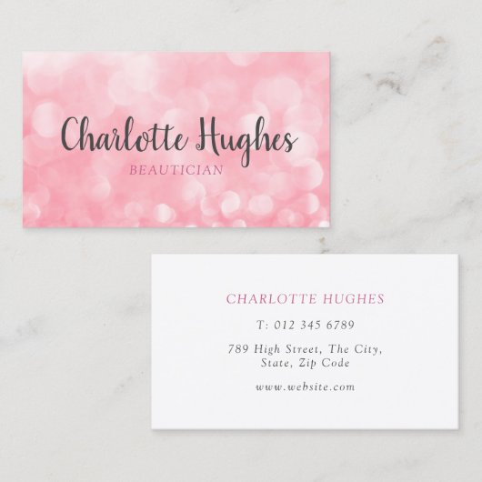 Carte De Visite Chic Moderne Bokeh Rose (Devant / Derrière)
