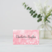Carte De Visite Chic Moderne Bokeh Rose (Debout devant)