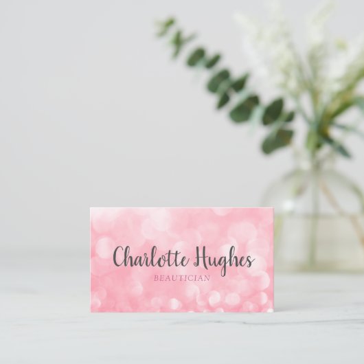 Carte De Visite Chic Moderne Bokeh Rose (Debout devant)