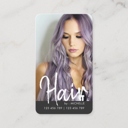 Carte De Visite Chic moderne cheveux élégant QR code photo (Devant)