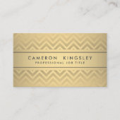 Carte De Visite Chic moderne Chevron Black et Faux Gold Foil (Devant)