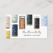 Carte De Visite Chic moderne couleur aquarelle Motif de porte avan (Devant)