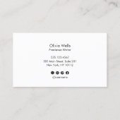 Carte De Visite Chic Moderne Cuir Blanc Calligraphie manuscrite (Dos)