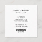 Carte de visite chic moderne de carré noir de (Dos)