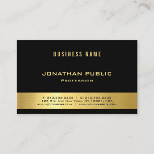 Carte De Visite Chic moderne de luxe d'or d'élite noire élégante