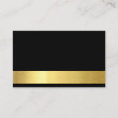 Carte De Visite Chic moderne de luxe d'or d'élite noire élégante (Dos)