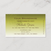 Carte De Visite Chic moderne Gradient Jaune avec feuille de palme (Dos)