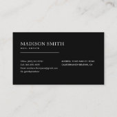 Carte De Visite Chic moderne luxe noir professionnel (Dos)