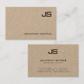 Carte De Visite Chic moderne Monogramme Kraft Modèle papier (Devant / Derrière)