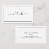 Carte De Visite Chic moderne noir blanc coiffeur script (Devant / Derrière)